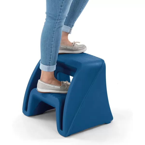 Simplay3 Handy Home Step Stool Plastic TwoStep Stool Seat  Indoor or Outdoor Use  155quot x 19quot x 16quot  Gray Made in USABlue