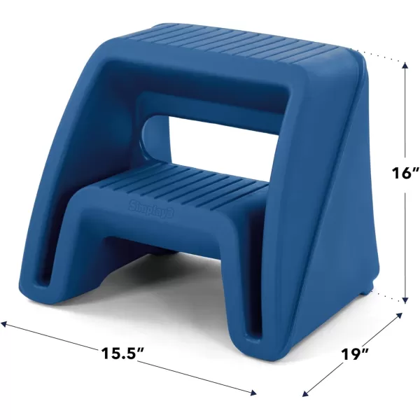 Simplay3 Handy Home Step Stool Plastic TwoStep Stool Seat  Indoor or Outdoor Use  155quot x 19quot x 16quot  Gray Made in USABlue