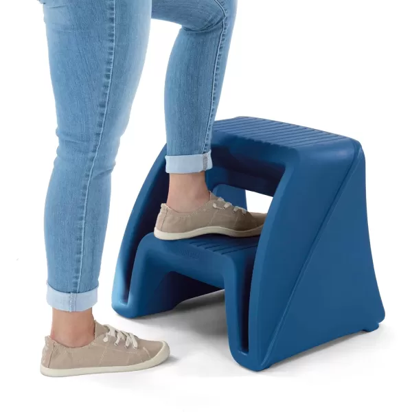 Simplay3 Handy Home Step Stool Plastic TwoStep Stool Seat  Indoor or Outdoor Use  155quot x 19quot x 16quot  Gray Made in USABlue