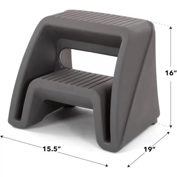 Simplay3 Handy Home Step Stool Plastic TwoStep Stool Seat  Indoor or Outdoor Use  155quot x 19quot x 16quot  Gray Made in USAGray