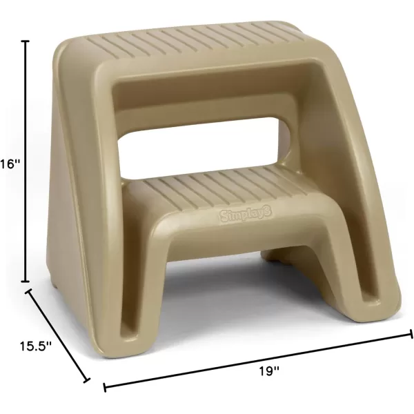 Simplay3 Handy Home Step Stool Plastic TwoStep Stool Seat  Indoor or Outdoor Use  155quot x 19quot x 16quot  Gray Made in USATan