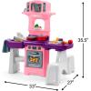 imageSimplay3 Cooking Kids Dinein Kitchen Set with 2Seat Table and 32 pc Kids Kitchen SetPinkPurple
