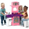 imageSimplay3 Cooking Kids Dinein Kitchen Set with 2Seat Table and 32 pc Kids Kitchen SetPinkPurple