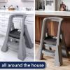 imageSimplay3 Toddler Tower Montessori Folding Kids Step Stool for Kitchen Bathroom 34 x 215quot x 20 Ages 18 Months to 4 Years GrayGray