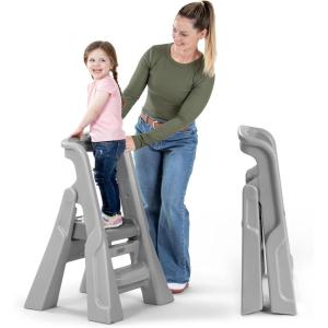 imageSimplay3 Toddler Tower Montessori Folding Kids Step Stool for Kitchen Bathroom 34 x 215quot x 20 Ages 18 Months to 4 Years GrayGray