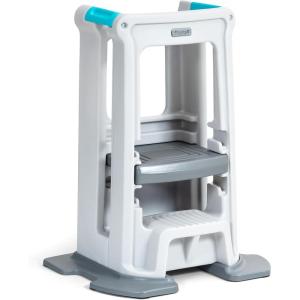 imageSimplay3 Toddler Tower Montessori Folding Kids Step Stool for Kitchen Bathroom 34 x 215quot x 20 Ages 18 Months to 4 Years GrayWhite