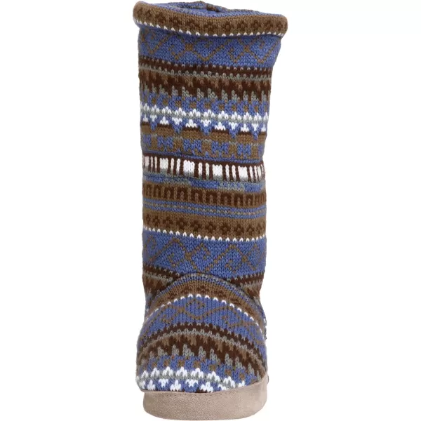 MUK LUKS Crazy Fairisle Knit Toggle BootieBlue Suede