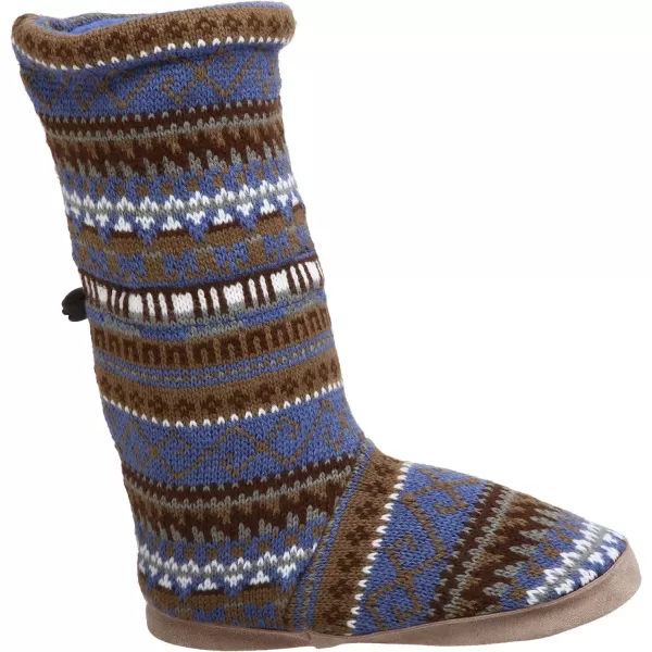 MUK LUKS Crazy Fairisle Knit Toggle BootieBlue Suede