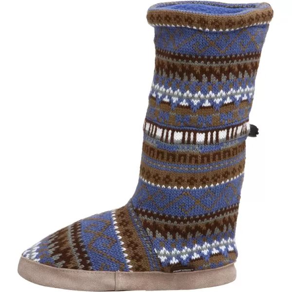 MUK LUKS Crazy Fairisle Knit Toggle BootieBlue Suede