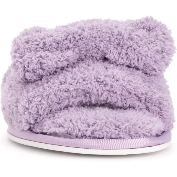 MUK LUKS Kathy Ireland Womens Azalea Toe Bow Slide SlippersPurpleMMUK LUKS Kathy Ireland Womens Azalea Toe Bow Slide SlippersPurpleM