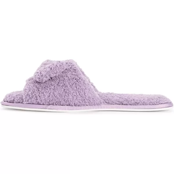 MUK LUKS Kathy Ireland Womens Azalea Toe Bow Slide SlippersPurpleMMUK LUKS Kathy Ireland Womens Azalea Toe Bow Slide SlippersPurpleM