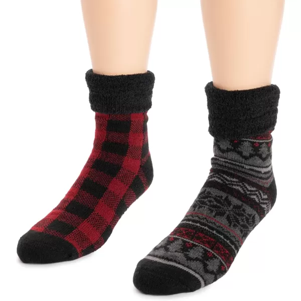 MUK LUKS Mens Fleece Layered Socks 2 Pair PackCandy Apple