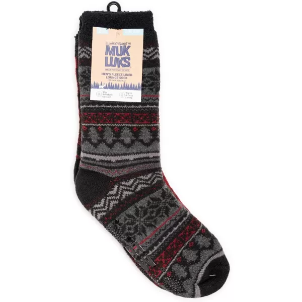 MUK LUKS Mens Fleece Layered Socks 2 Pair PackCandy Apple