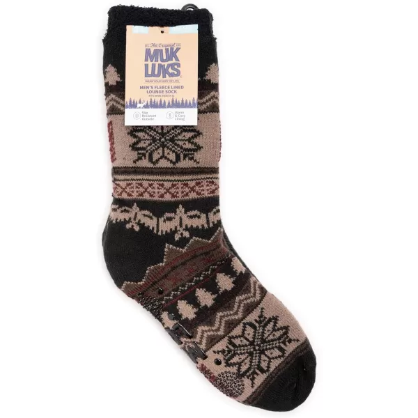 MUK LUKS Mens Fleece Layered Socks 2 Pair PackEbony