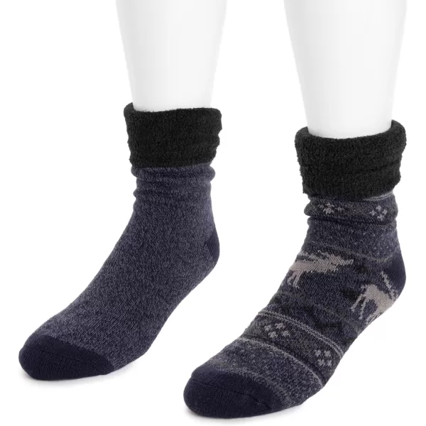 MUK LUKS Mens Fleece Layered Socks 2 Pair PackTwilight