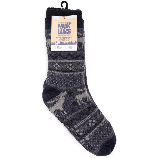 MUK LUKS Mens Fleece Layered Socks 2 Pair PackTwilight