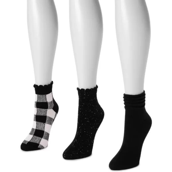 MUK LUKS Womens 12 Pair Pack Mini Crew Socks Ebony Multi One Size Fits MostMUK LUKS Womens 12 Pair Pack Mini Crew Socks Ebony Multi One Size Fits Most