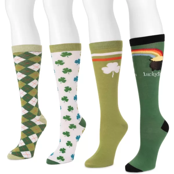 MUK LUKS Womens 4 Pack Knee High SockSt Pattys Day