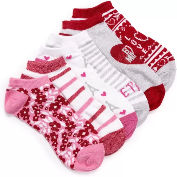 MUK LUKS Womens 6 Pack Ankle SockValentine