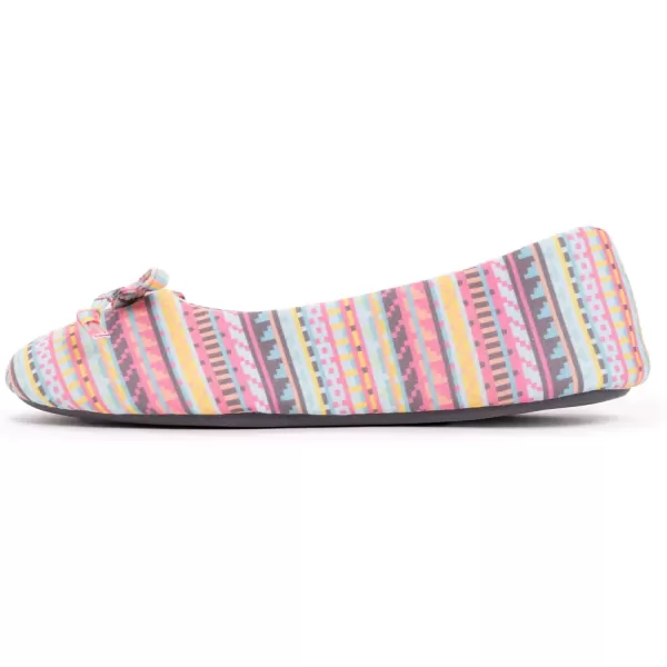 MUK LUKS Womens Jolee Jersey Ballerina Slipper Pink MultiPink Multi