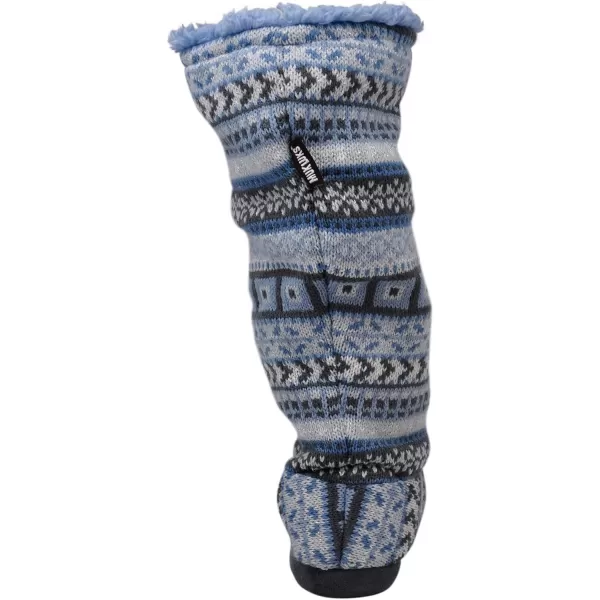 MUK LUKS Womens Tall FleeceLined Slipper BootGloria Dainty Fairisle Snow Day