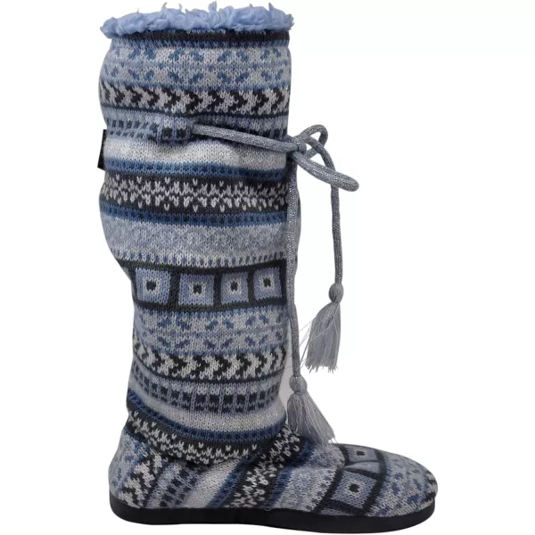 MUK LUKS Womens Tall FleeceLined Slipper BootGloria Dainty Fairisle Snow Day