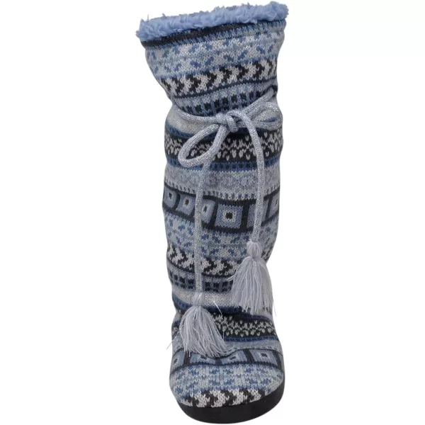 MUK LUKS Womens Tall FleeceLined Slipper BootGloria Dainty Fairisle Snow Day