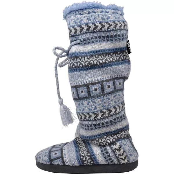 MUK LUKS Womens Tall FleeceLined Slipper BootGloria Dainty Fairisle Snow Day