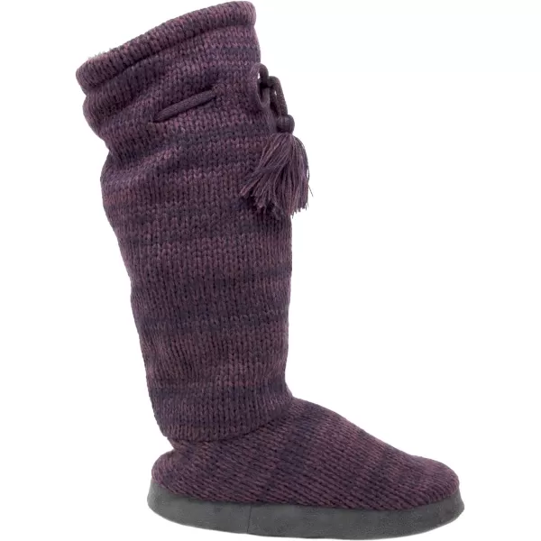 MUK LUKS Womens Tall FleeceLined Slipper BootMarbled Plum