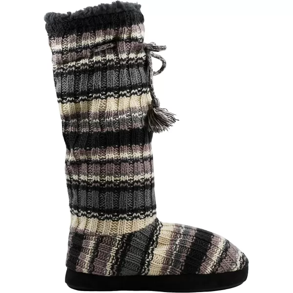 MUK LUKS Womens Tall FleeceLined Slipper BootRib Stripe