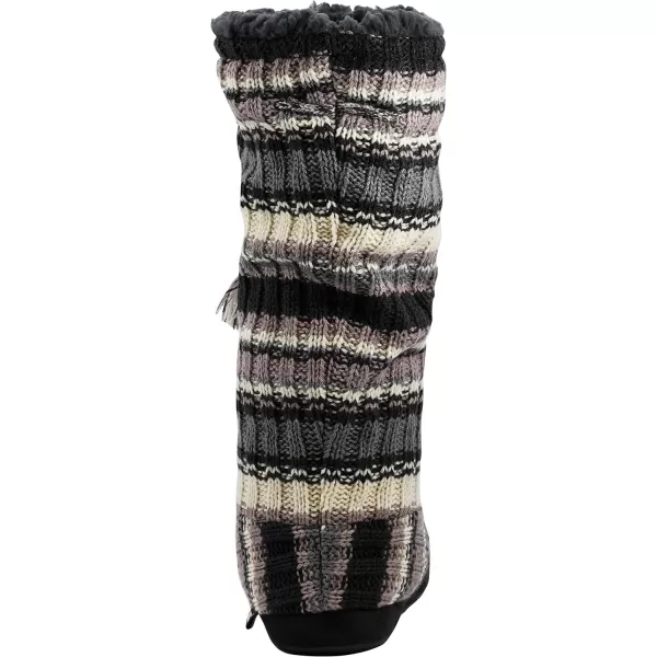 MUK LUKS Womens Tall FleeceLined Slipper BootRib Stripe