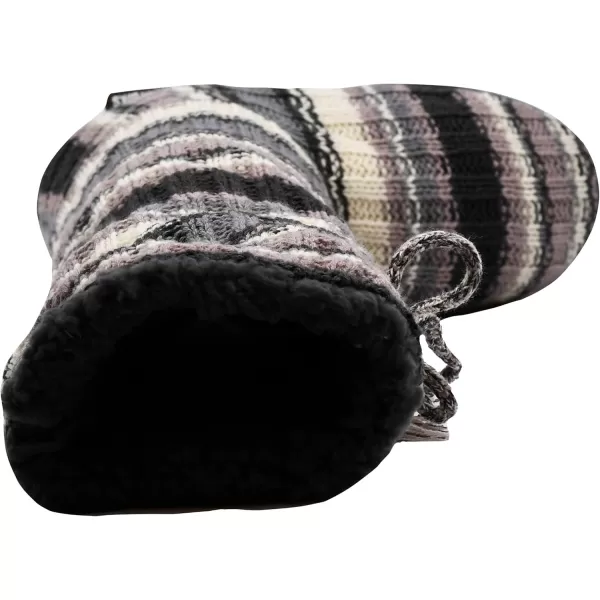 MUK LUKS Womens Tall FleeceLined Slipper BootRib Stripe