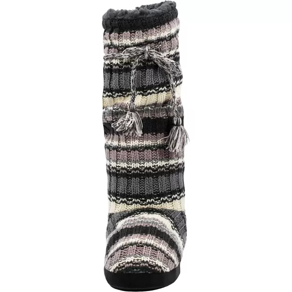 MUK LUKS Womens Tall FleeceLined Slipper BootRib Stripe