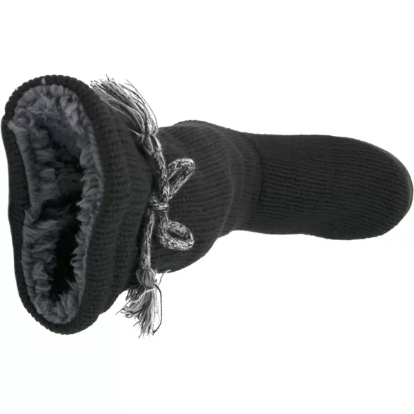 MUK LUKS Womens Tall FleeceLined Slipper BootSolid Black