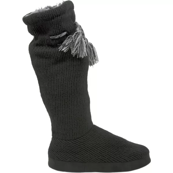 MUK LUKS Womens Tall FleeceLined Slipper BootSolid Black