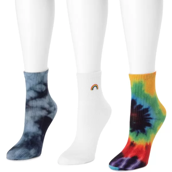 MUK LUKS womens Womens 3 Pack Crew SockRainbow