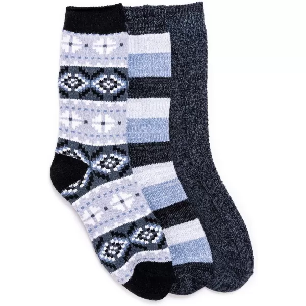 MUK LUKS womens Womens Boot Socks 3pkMoody Blues