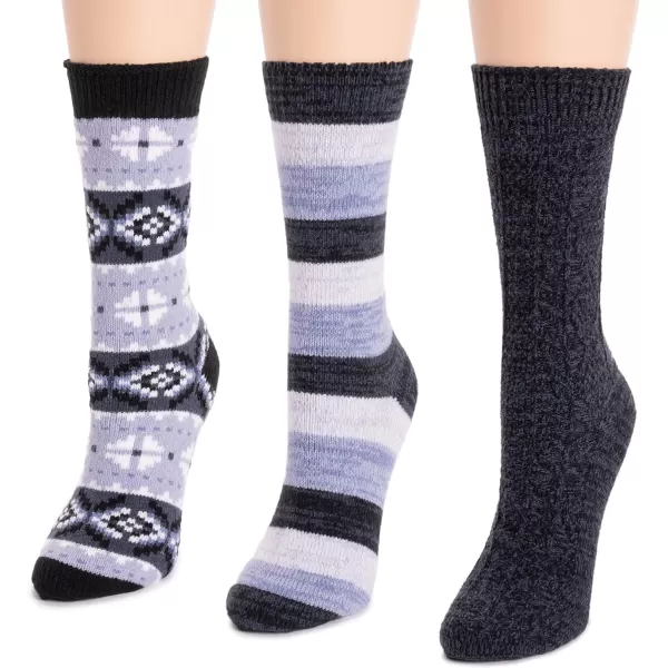 MUK LUKS womens Womens Boot Socks 3pkMoody Blues