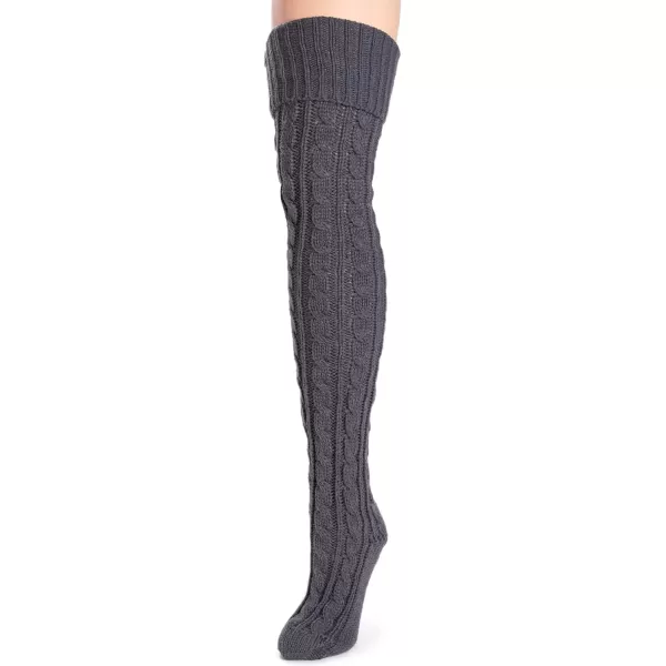 MUK LUKS womens Womens Cable Knit Over the Knee SocksPewter