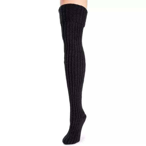 MUK LUKS womens Womens Chunky Ribbed Over the Knee SocksEbony