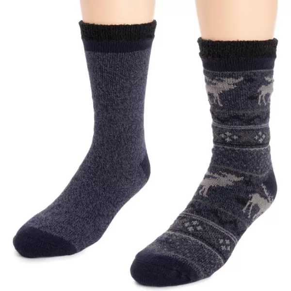 MUK LUKS Mens Fleece Layered Socks 2 Pair PackTwilight