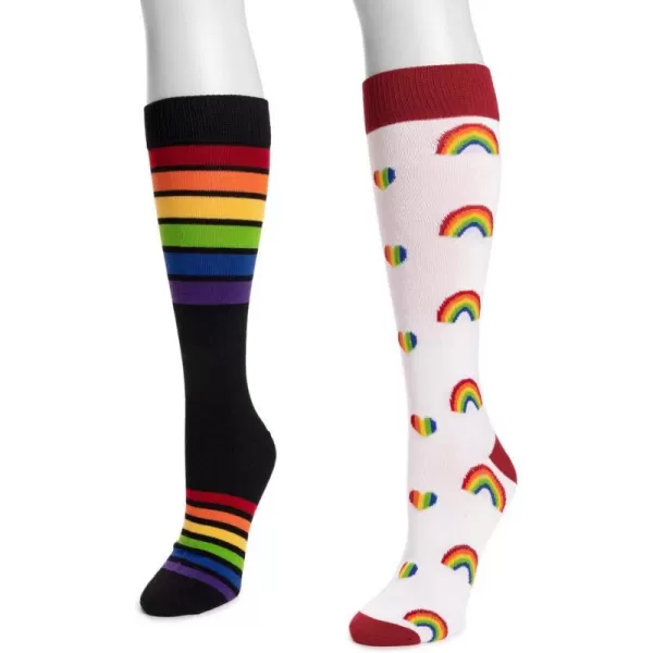 MUK LUKS Unisex 2 Pair Pack Knee High Pride Socks Pride Rainbow One Size 2200032999OSMUK LUKS Unisex 2 Pair Pack Knee High Pride Socks Pride Rainbow One Size 2200032999OS