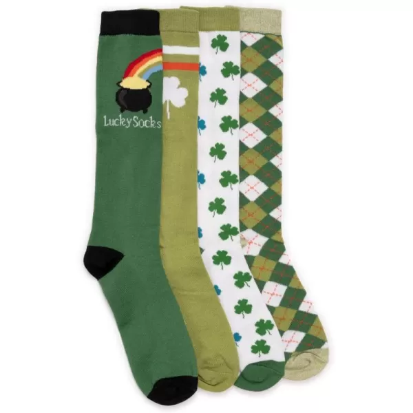 MUK LUKS Womens 4 Pack Knee High SockSt Pattys Day