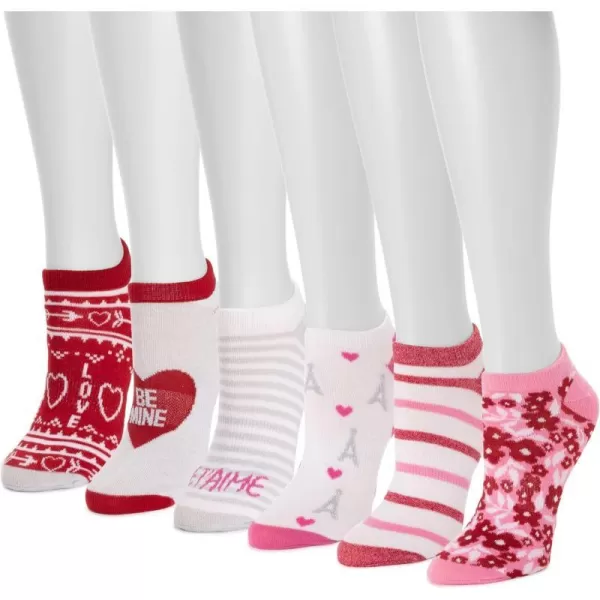 MUK LUKS Womens 6 Pack Ankle SockValentine