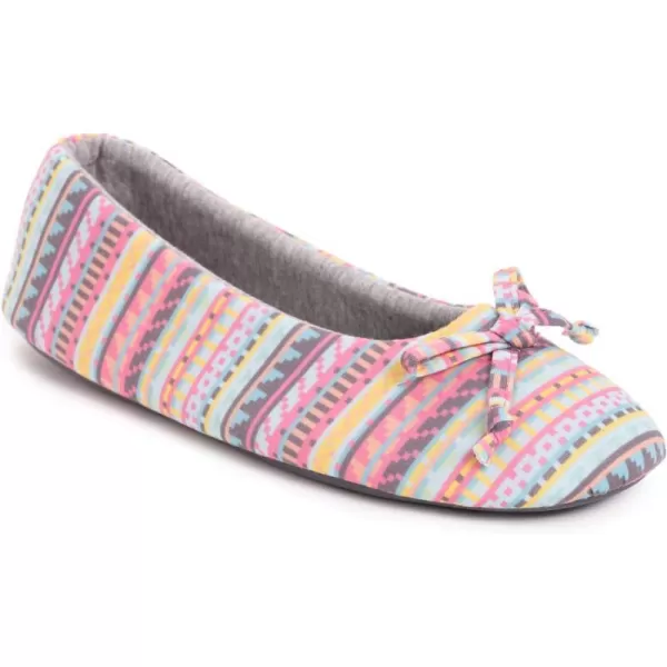 MUK LUKS Womens Jolee Jersey Ballerina Slipper Pink MultiPink Multi