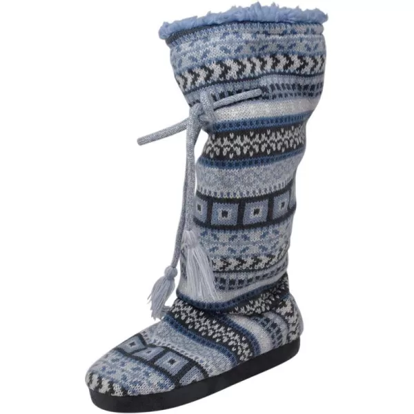 MUK LUKS Womens Tall FleeceLined Slipper BootGloria Dainty Fairisle Snow Day