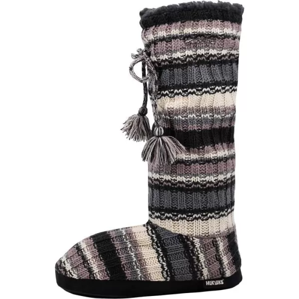 MUK LUKS Womens Tall FleeceLined Slipper BootRib Stripe