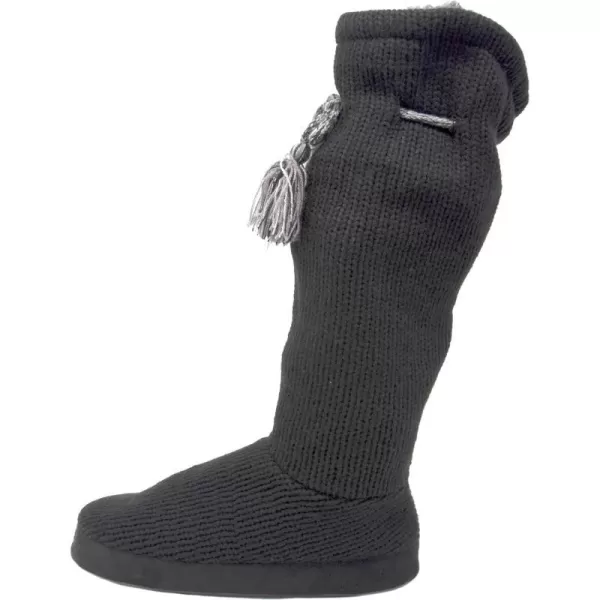 MUK LUKS Womens Tall FleeceLined Slipper BootSolid Black