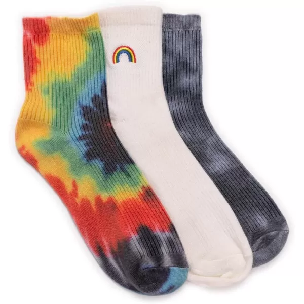 MUK LUKS womens Womens 3 Pack Crew SockRainbow