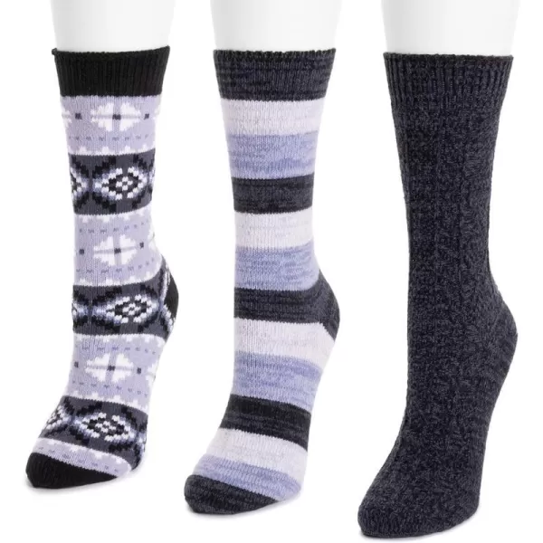 MUK LUKS womens Womens Boot Socks 3pkMoody Blues